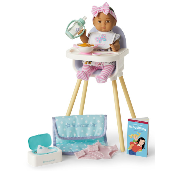 NEW American Girl Little Bitty Baby DOLL + HIGHCHAIR Diaper Clothes & Care Set - Picture 3 of 15